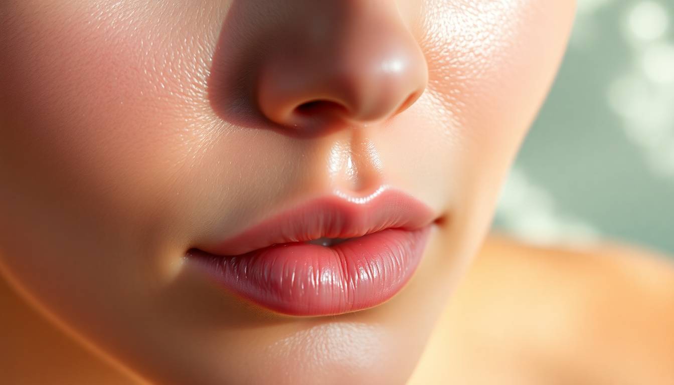 Radiant, glowing skin texture with visible clarity and luminosity from filtered water benefits
