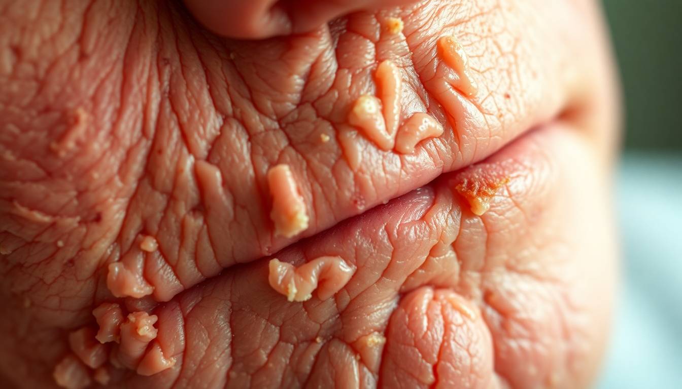 close-up of irritated, dry skin texture showing sensitivity and flaking from hard water exposure