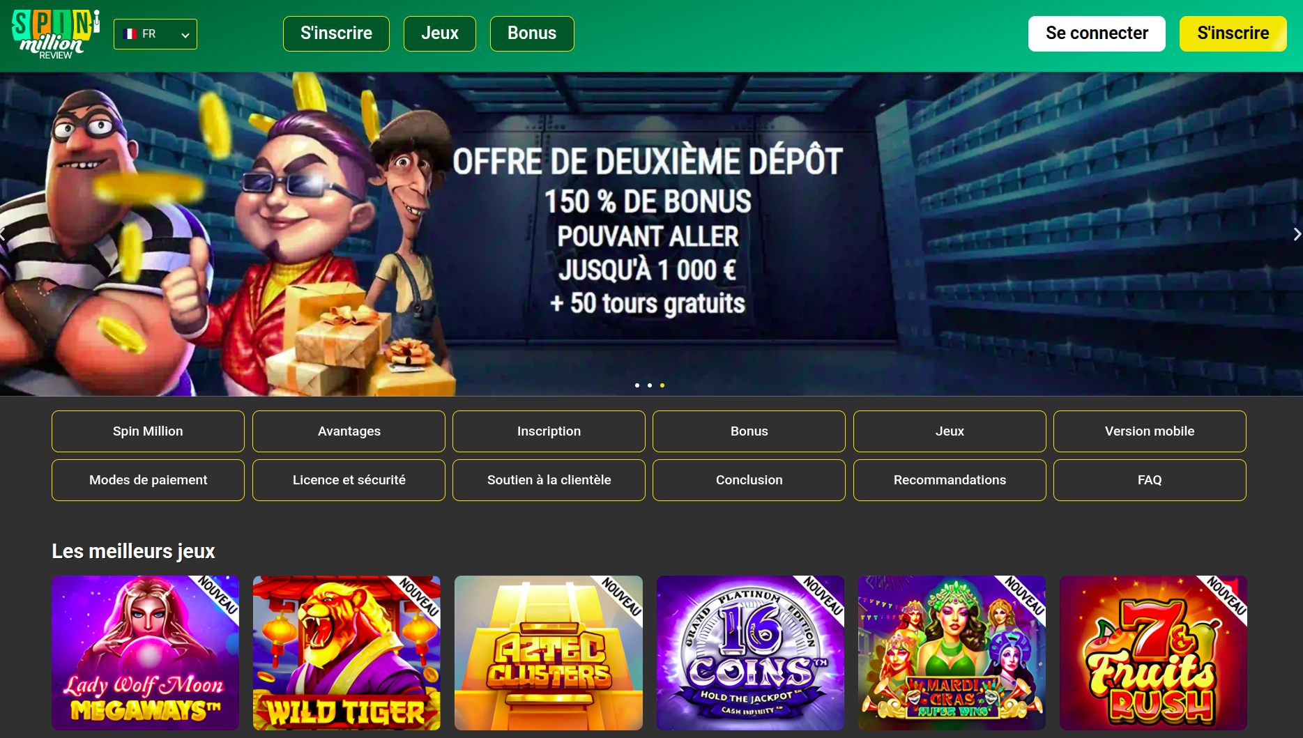 Casino en ligne France Spin Million: bonus d’inscription et offres quotidiennes