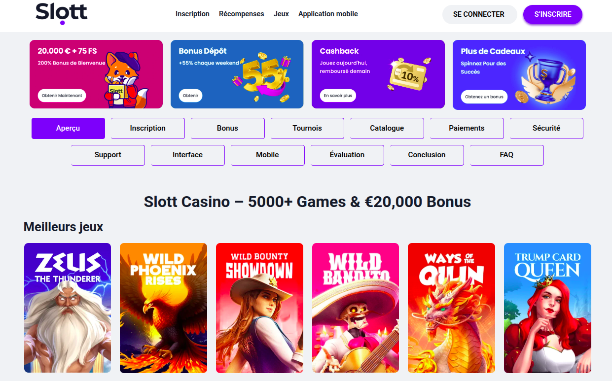 Inscription rapide sur Slott Casino: commencez à jouer en ligne en France en quelques minutes