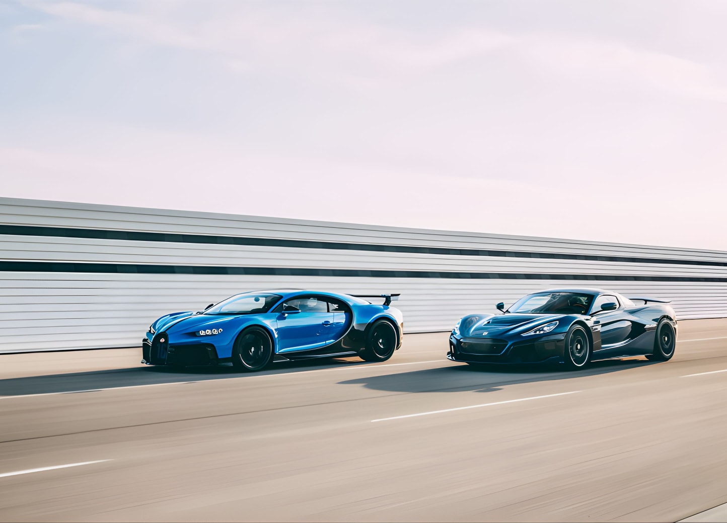 two electric cars racing