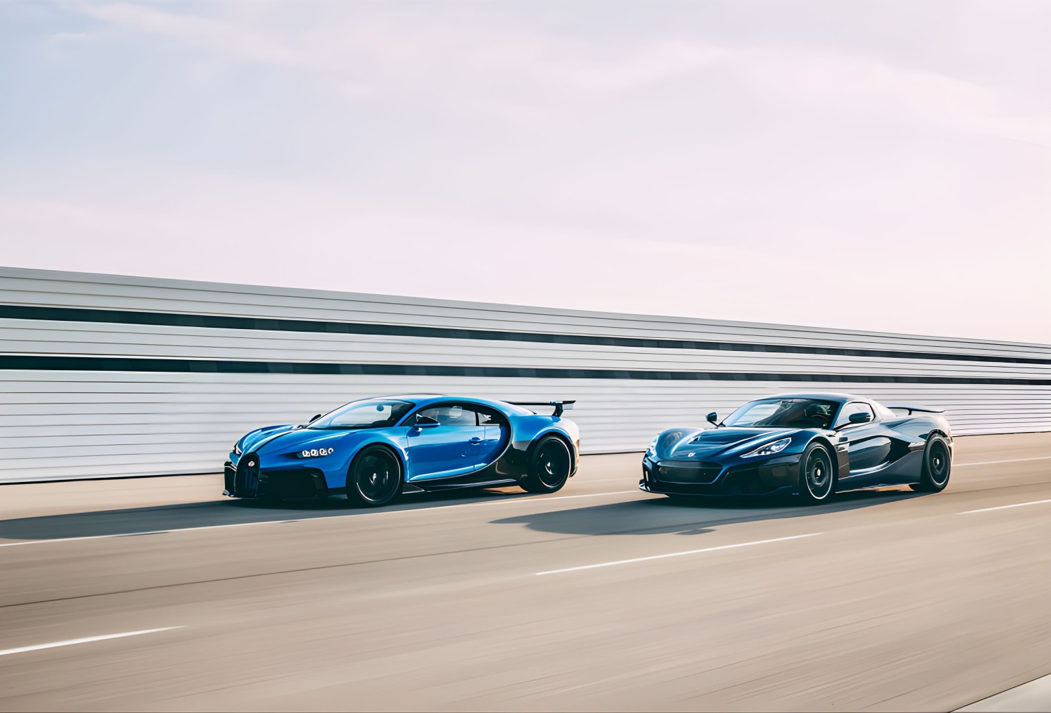 two electric cars racing