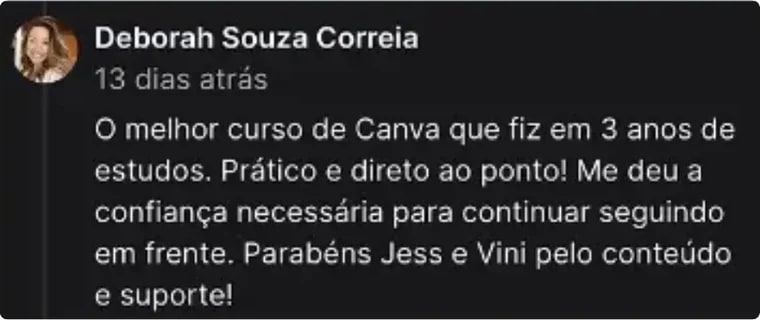 Depoimento de aluno do Canva para Instagram