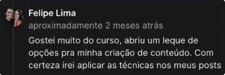 Depoimento de aluno do Canva para Instagram