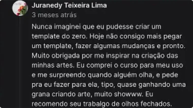Depoimento de aluno do Canva para Instagram