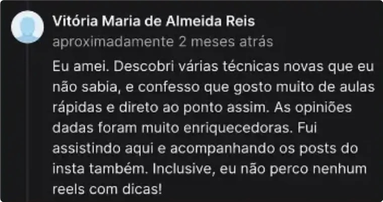 Depoimento de aluno do Canva para Instagram