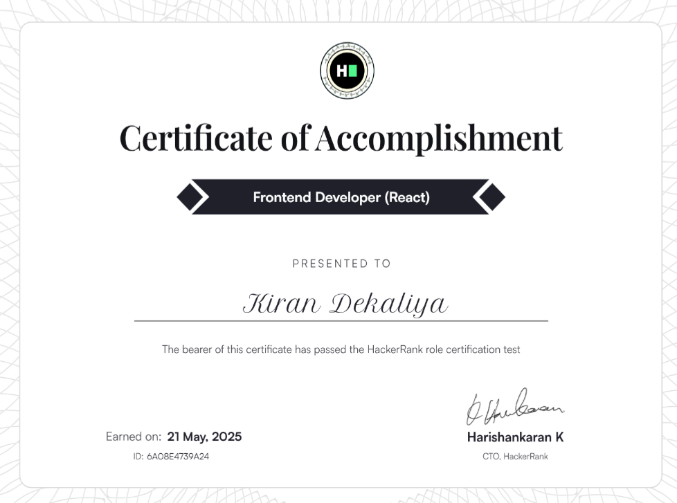 Frontend Developer React