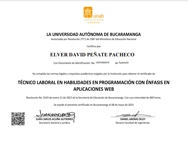 certificate tecnico laboral