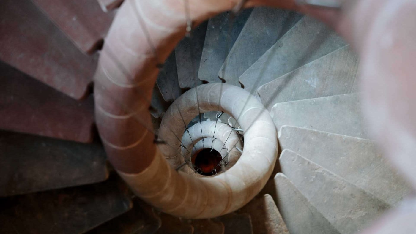 Die Wendeltreppe aus Vogesensandstein des Bouclier d'Or
