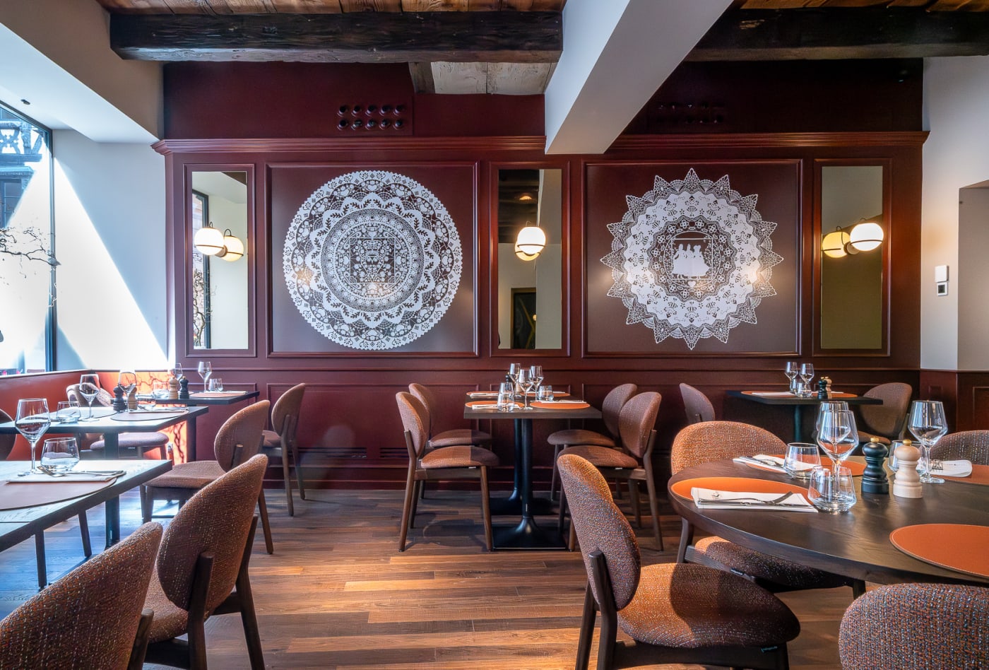 Der Gastraum des Restaurants Le Spitze im Bouclier d'Or