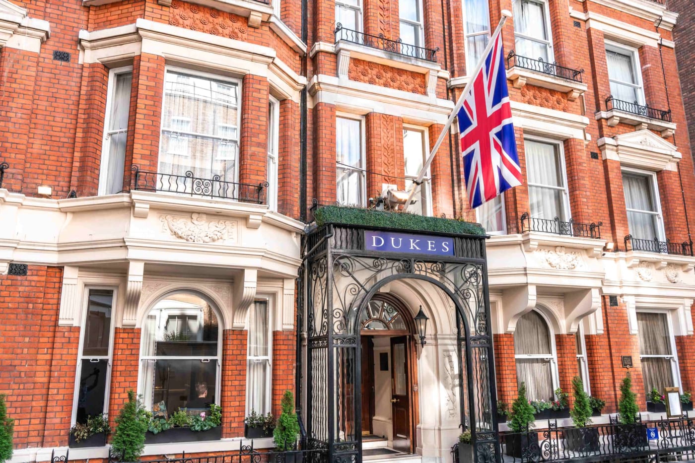 The facade of the Dukes London hotel, at 35 St James's Place, opened in 1908