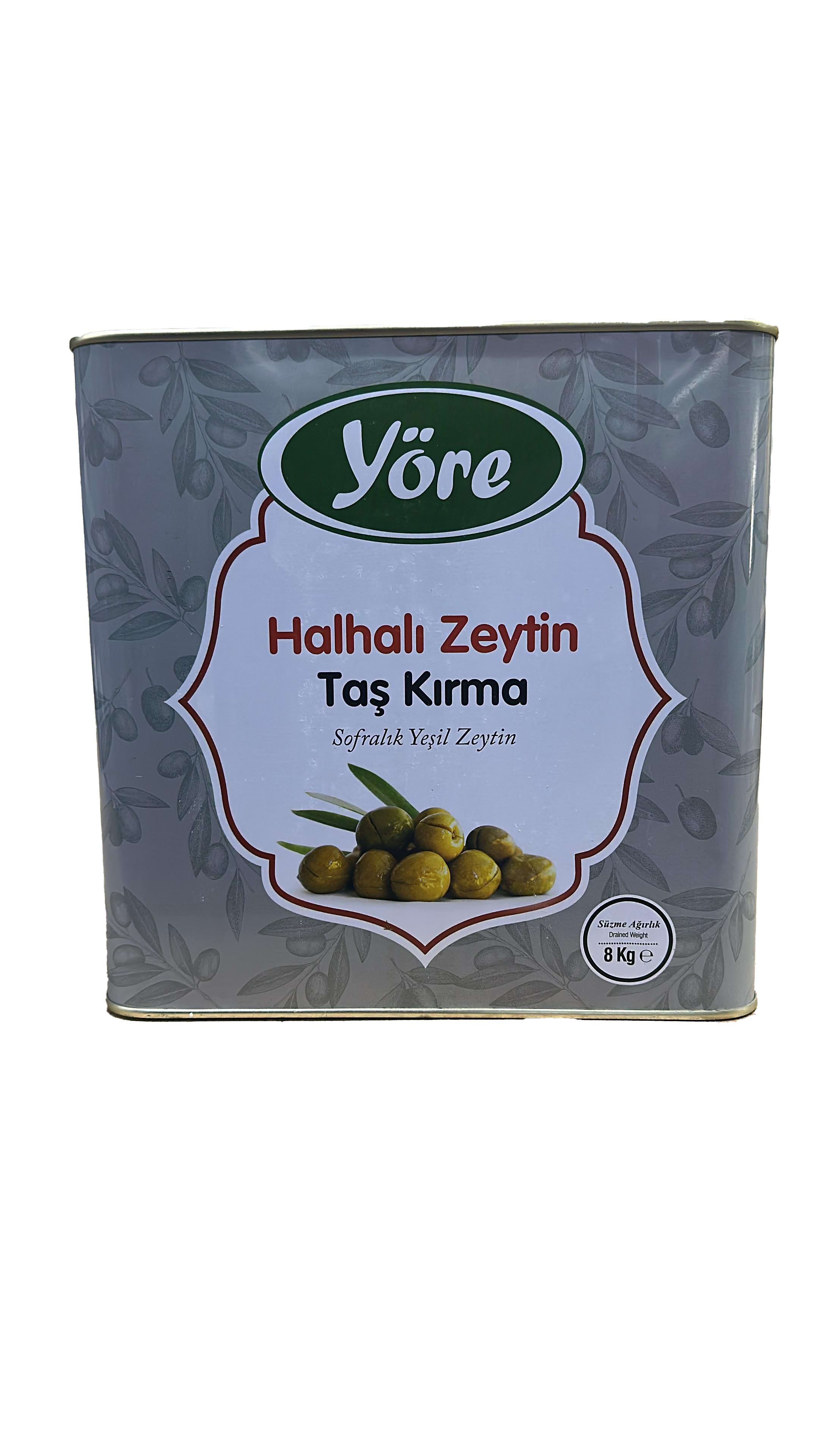 YORE Halhalı Stone Cracked Olives 8KG Tin