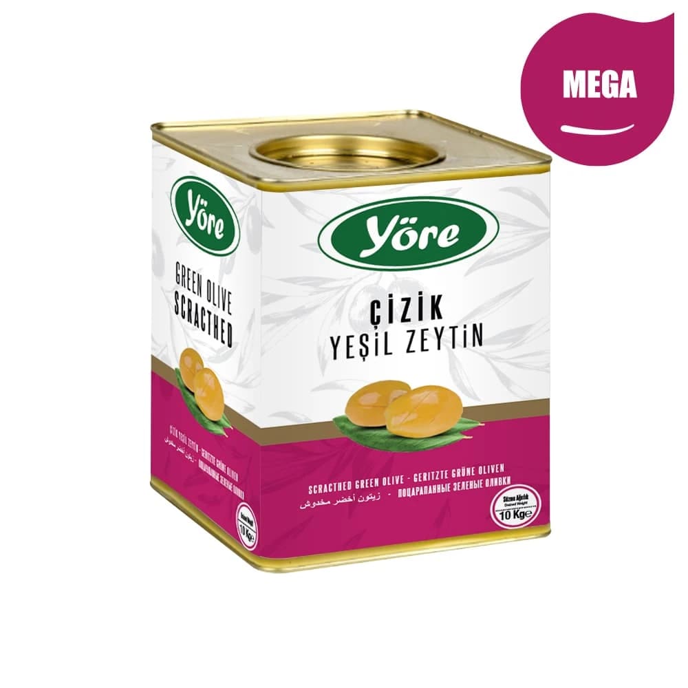 YORE Edremit Scratched Pink Mega Olives, Count (201-260), 10kg Tin