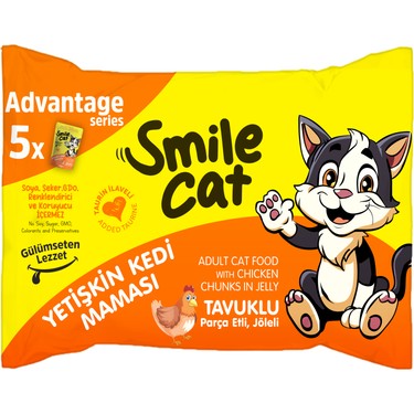 Smile Cat Flowpack 425gr (5*85gr) Yetişkin Kedi Tavuklu Mama