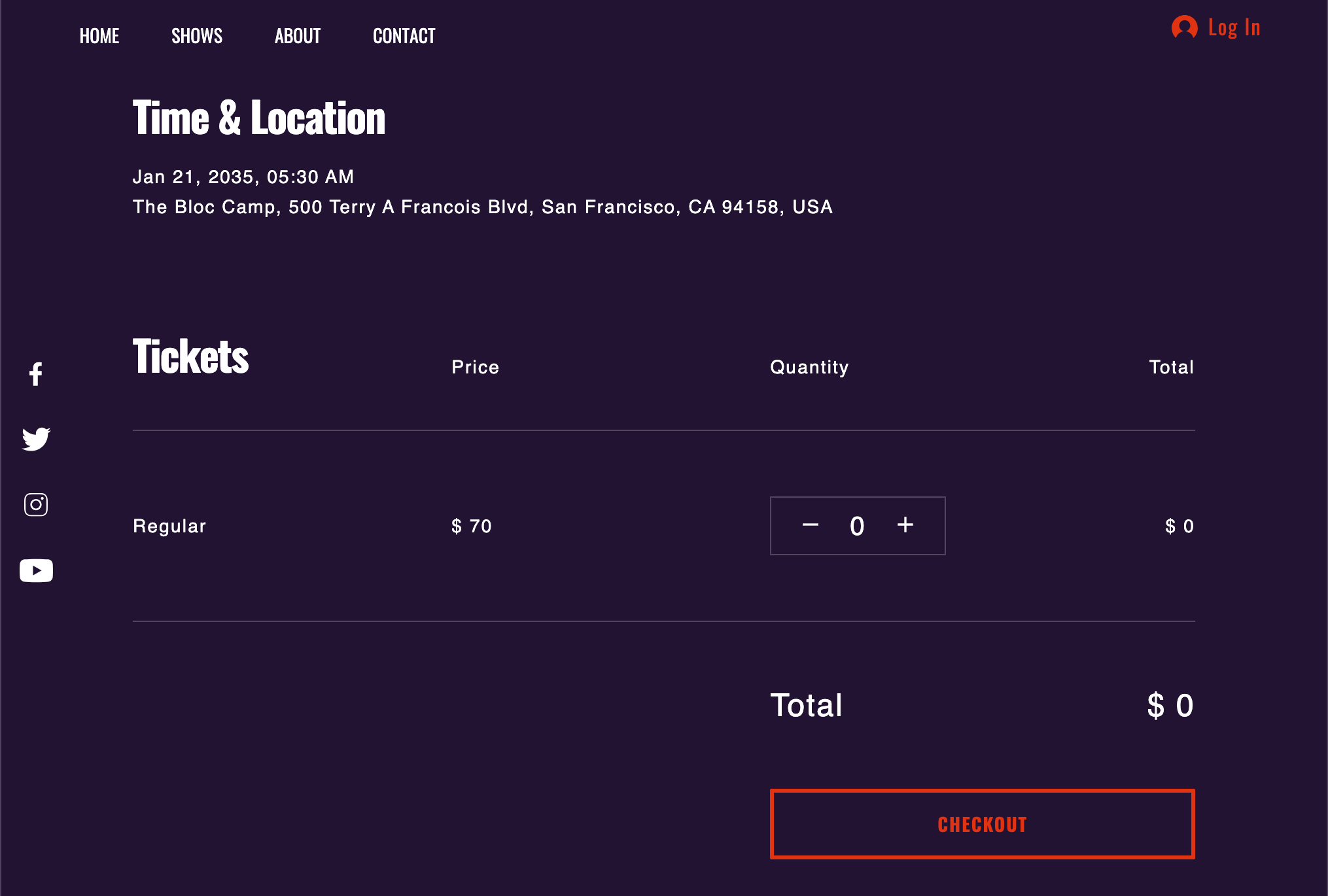 Artist Page with a function to calculate a total price