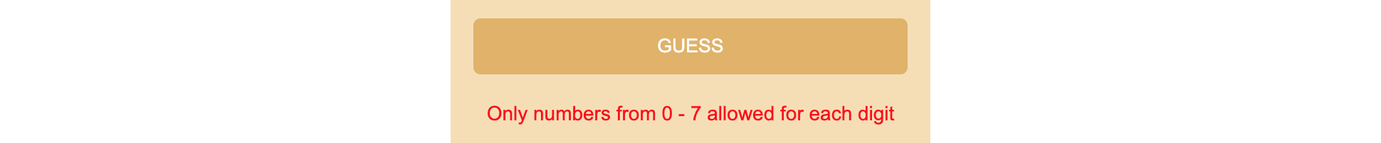 Red Warning Statement Appeared Under GUESS Button