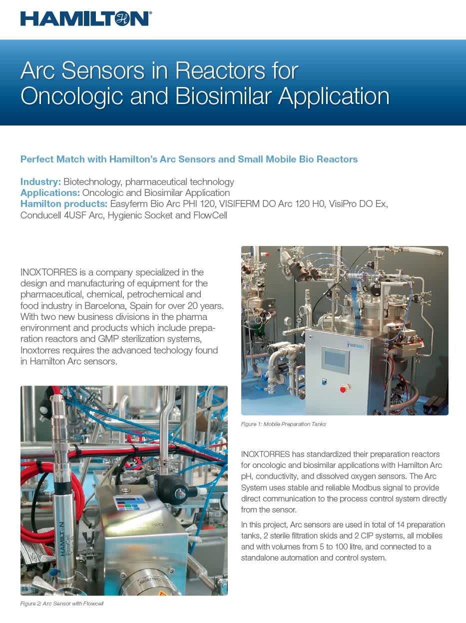Arc Sensors in Reactors for Oncologic and Biosimilar Application ...