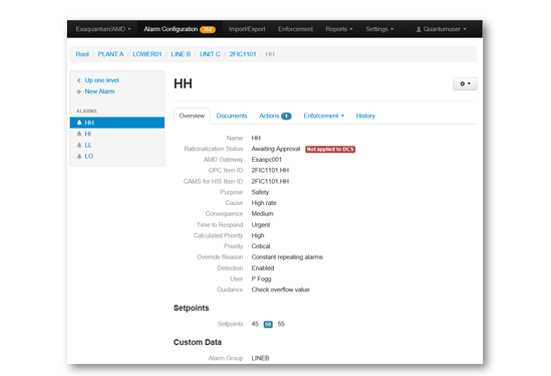 Exaquantum/AMD Alarm Details Page
