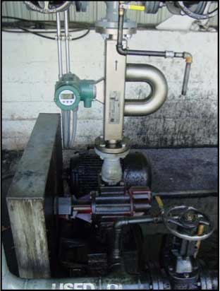 The RotaMASS meter mounted on the unloading station pump