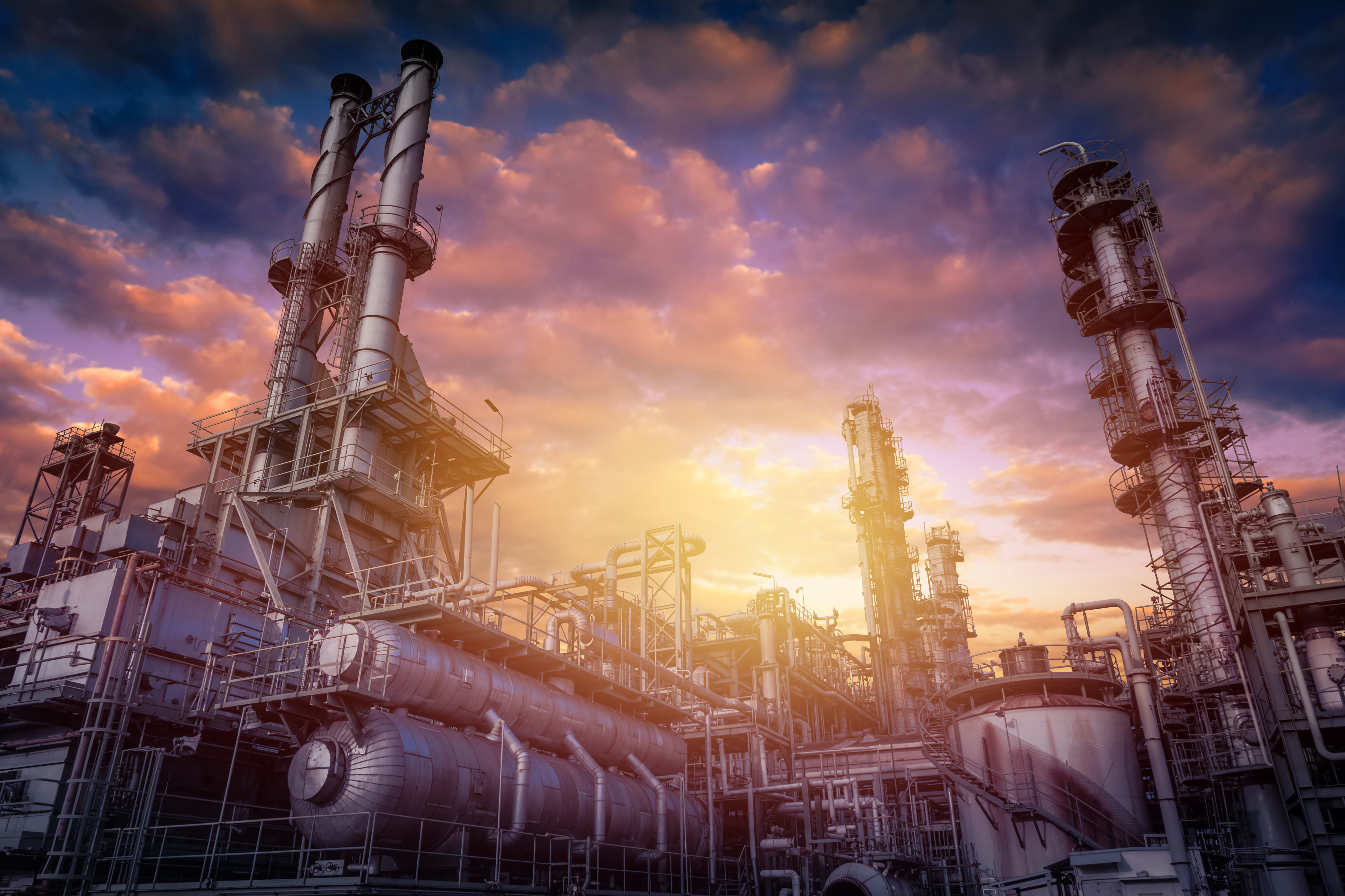 View of Industrial Furnace and Heat Exchanger at a Petrochemical Plant