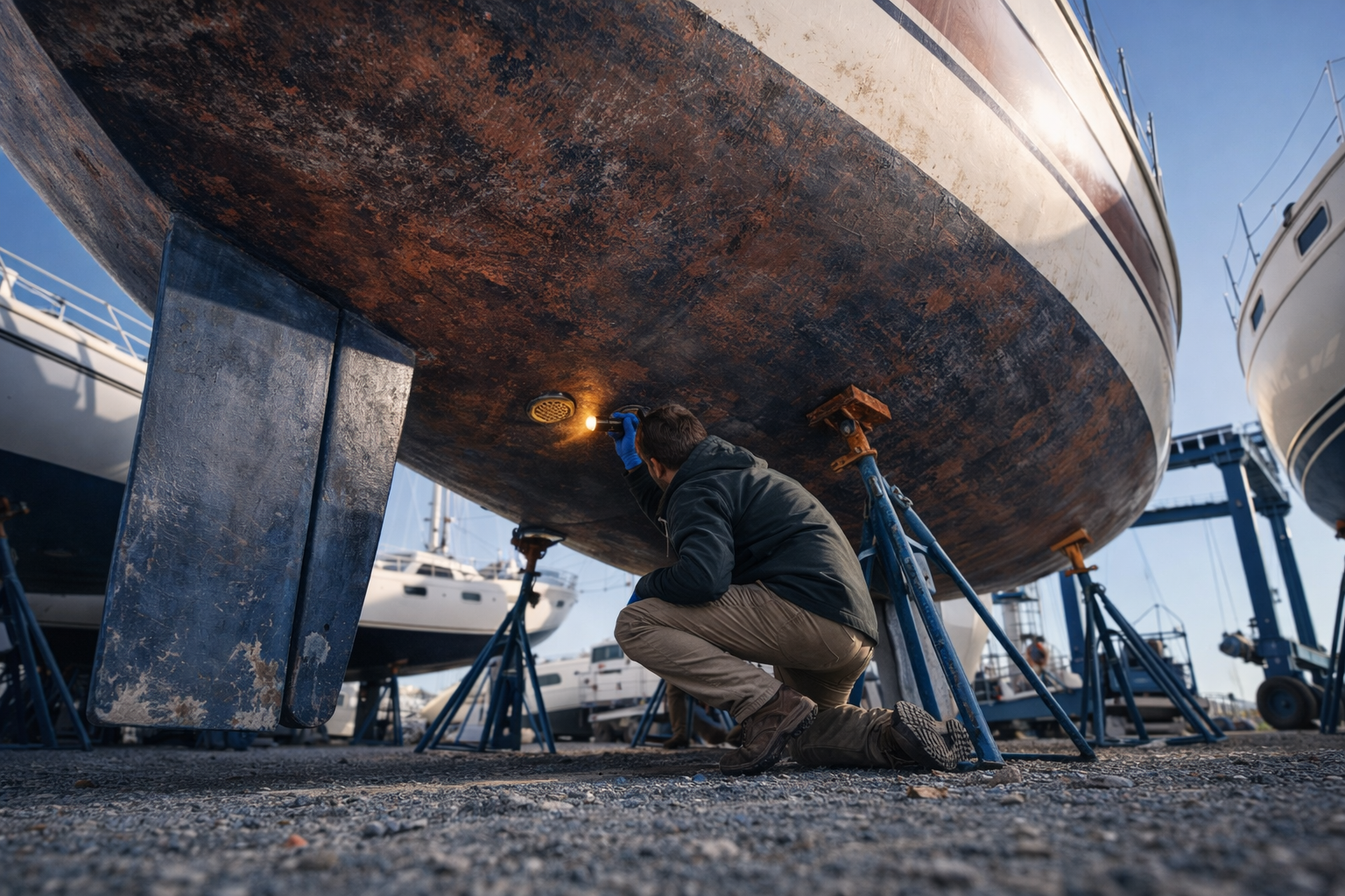 Boat hull through-hull and bilge inspection