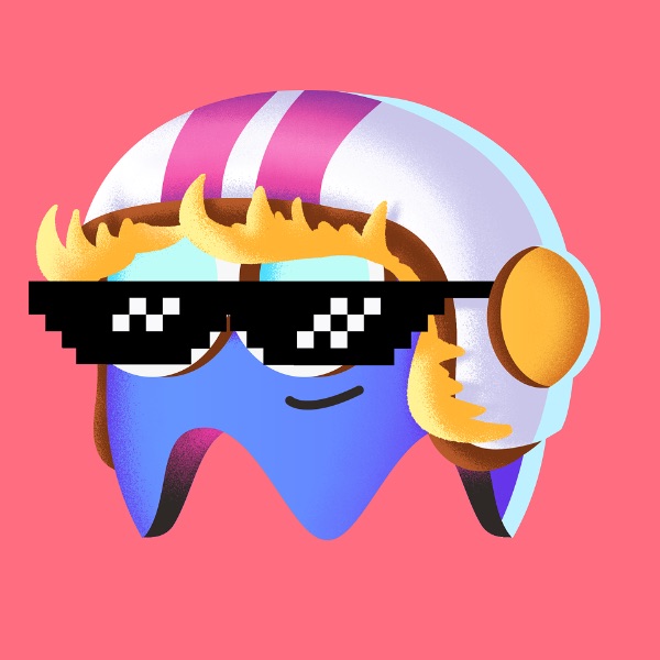 Blue ghost in shades and headphones