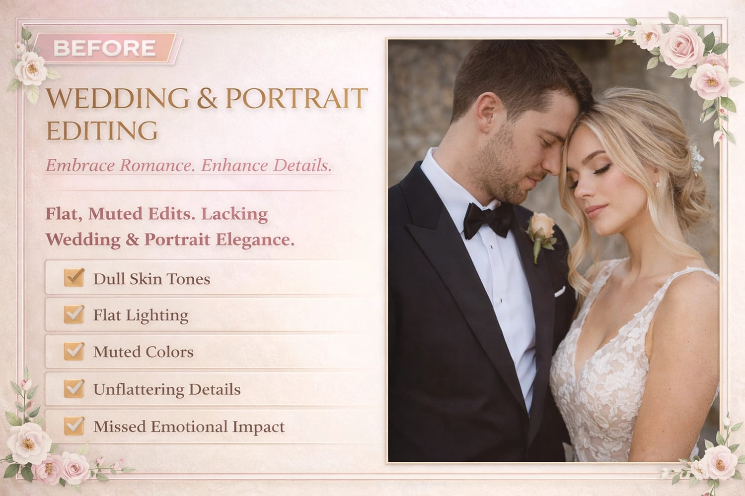 Before: Wedding & Portrait Photo Editing