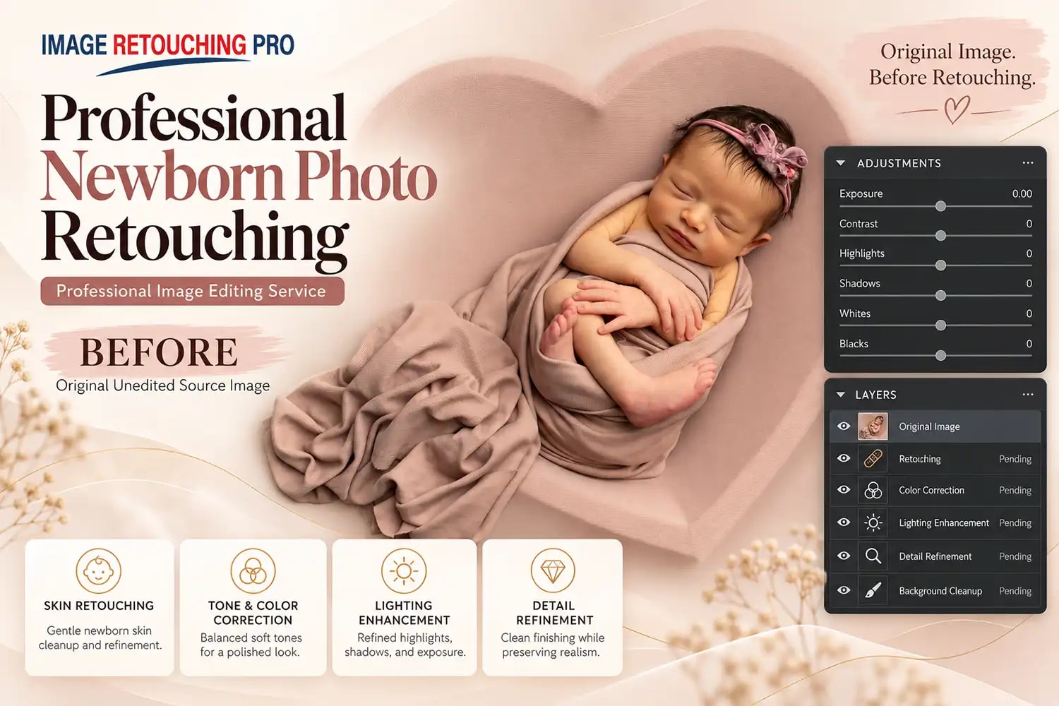 Before: Professional Newborn Photo Retouching