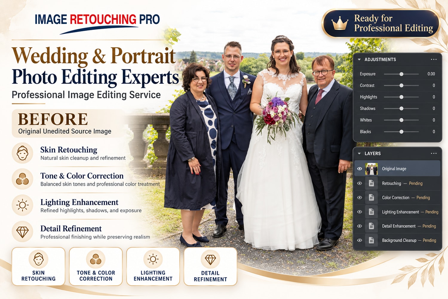 Before: Wedding & Portrait Photo Editing Experts