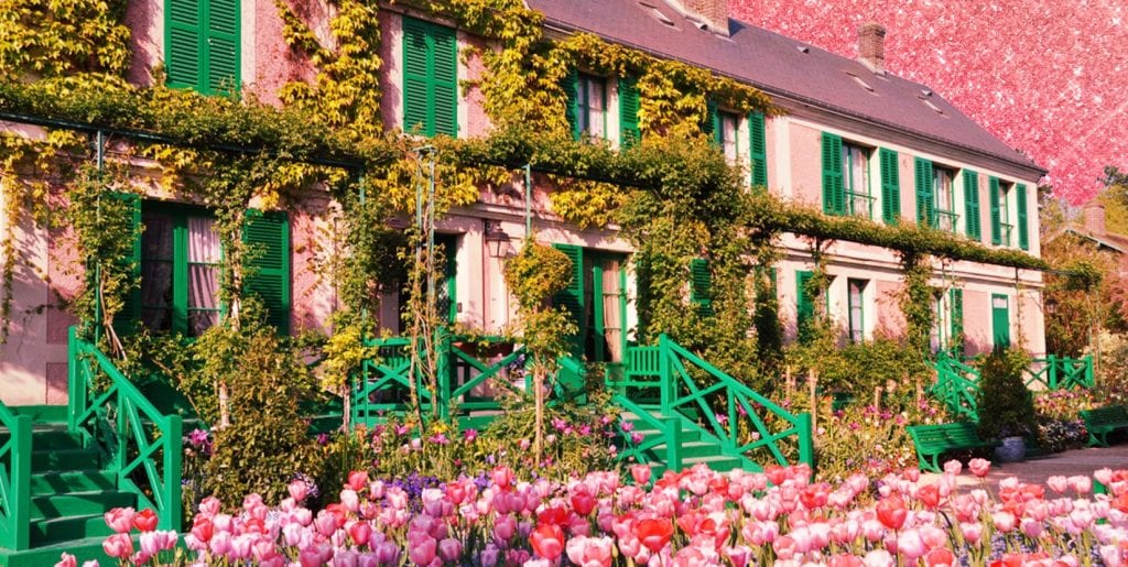 casa claude monet giverny normandia facciata rosa