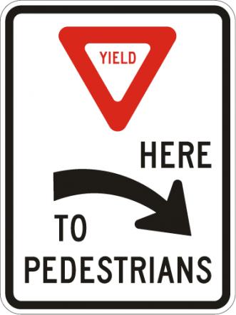 Yield to Pedestrians Right Sign - R1-5aR