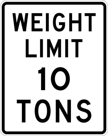 Weight Limit 10 Tons Sign - R12-1