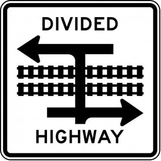 Light Rail Divided Highway Symbol (T Intersection) Sign - R15-7a