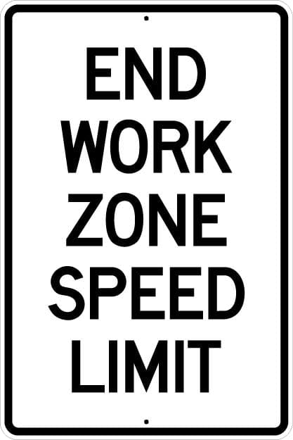 End Work Zone Speed Limit Sign - R2-12