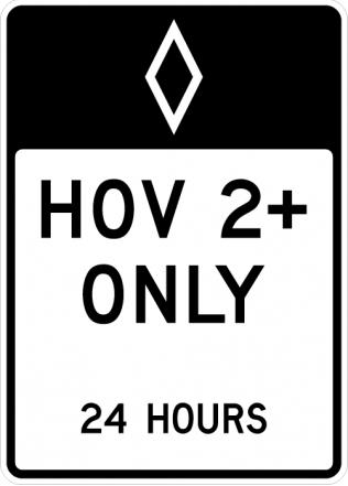 HOV Only Hours Sign - R3-11c