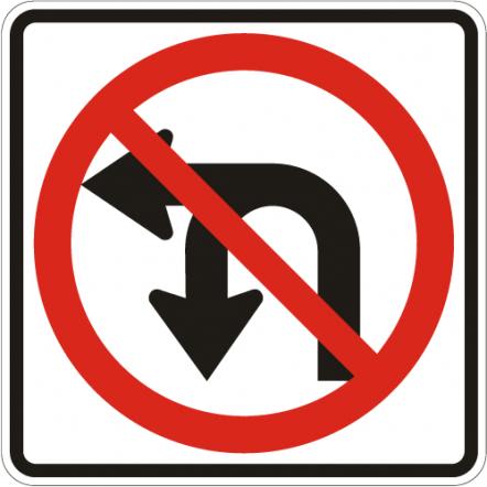 No U-Turn or Left Turn Sign - R3-18