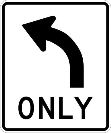 Left Turn Only Sign - R3-5L