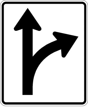 Right Turn or Straight Sign - R3-6R