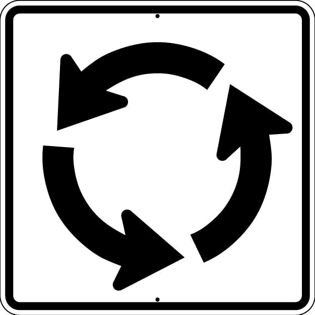 Roundabout Circulation plaque Sign - R6-5P