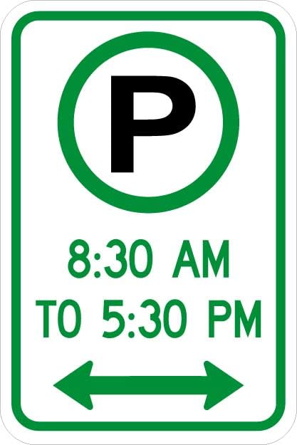 Parking Permitted X:XX AM to X:XX PM Sign - R7-23