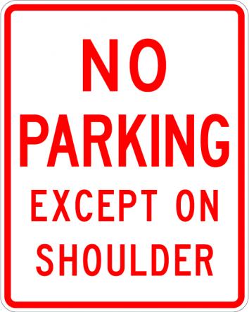 No Parking Except On Shoulder Sign - R8-2