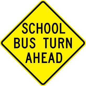 School Bus Turn Ahead Sign - S3-2