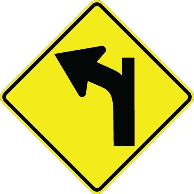 Curve Left With Side Road Sign  - W1-10BL