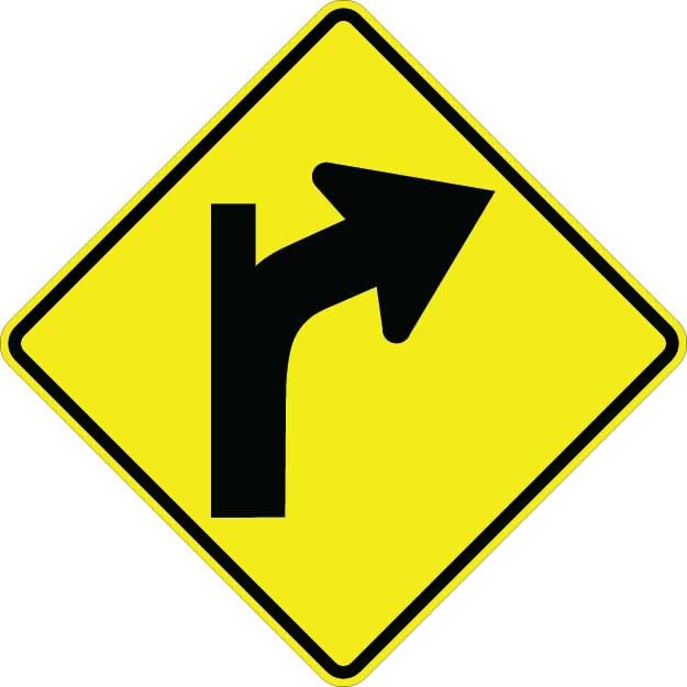 Curve Right With Side Road Sign  - W1-10BR