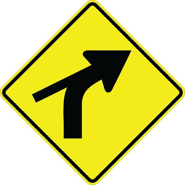 Curve Right With Side Road Sign  - W1-10CR