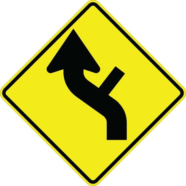 Curve Left With Side Road Sign  - W1-10DL