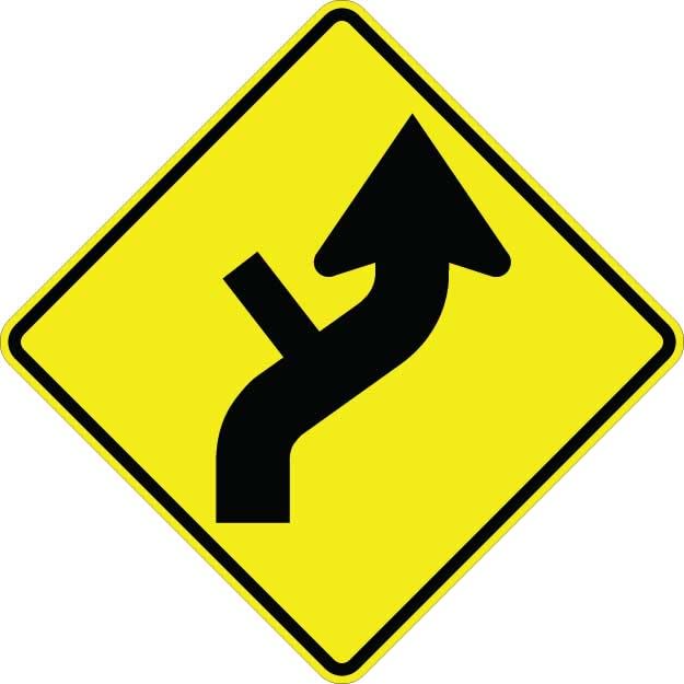 Curve Right With Side Road Sign  - W1-10DR