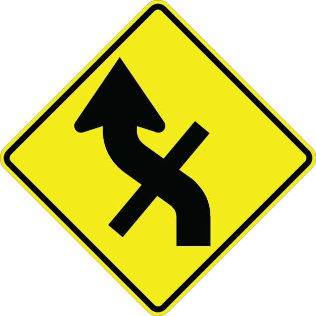 Curve Left With Cross Road Sign  - W1-10EL