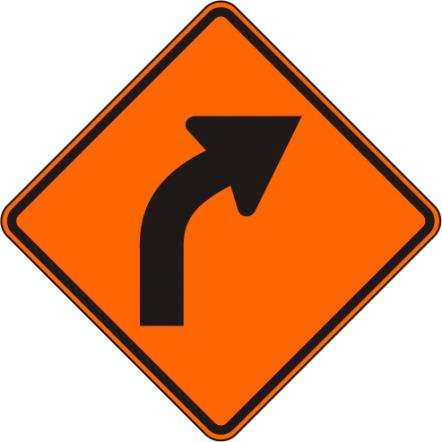 Construction Curve Sign  - W1-2R-O