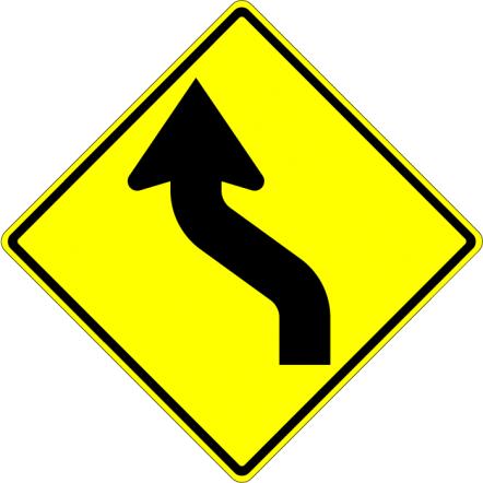Reverse Curve Left Sign - W1-4L